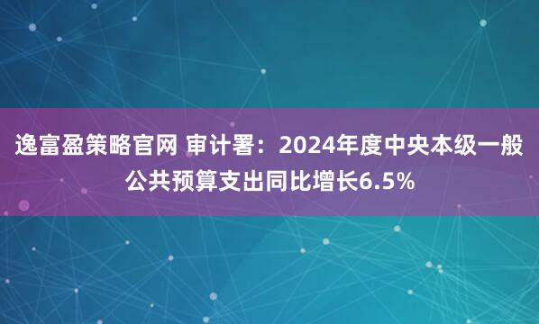 逸富盈策略官网 审计署：2024年度中央本级一般公共预算支出同比增长6.5%