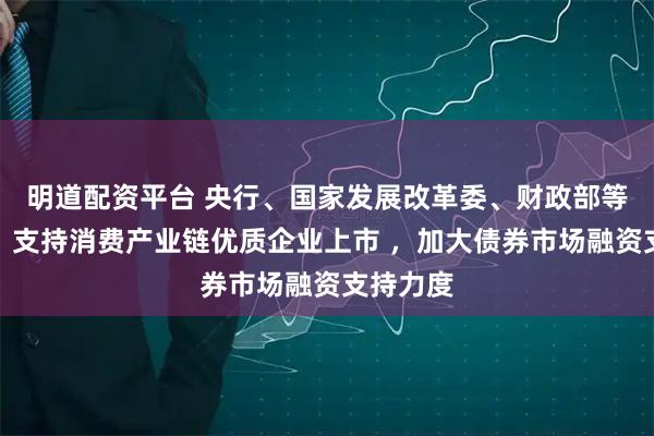 明道配资平台 央行、国家发展改革委、财政部等六部门：支持消费产业链优质企业上市 ，加大债券市场融资支持力度