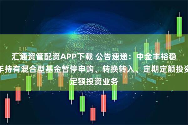 汇通资管配资APP下载 公告速递：中金丰裕稳健一年持有混合型基金暂停申购、转换转入、定期定额投资业务